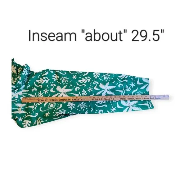 Anthropologie Corey Lynn Calter Green White Palm Print Paperbag Barrel Pants S/M - Picture 12 of 15